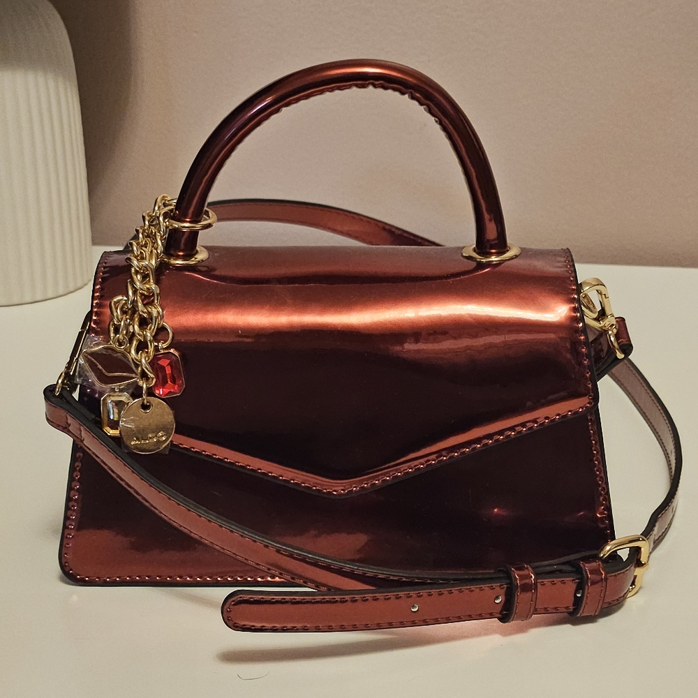 Aldo Metallic Red Crossbody